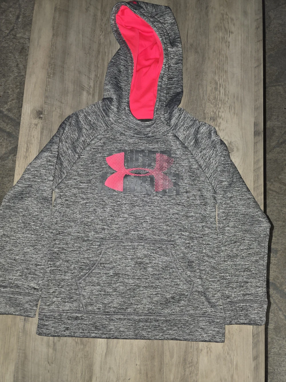 Under Armour Girls' Gray Hoodie with Pink Logo